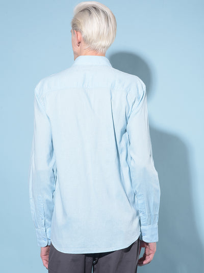 Blue Linen Shirt-Men Shirts-Crimsoune Club