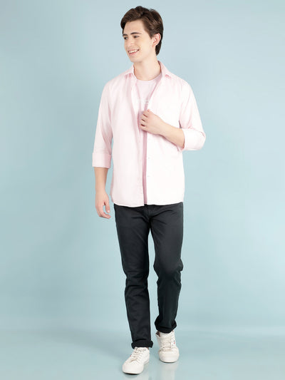 Pink 100% Cotton Shirt-Men Shirts-Crimsoune Club