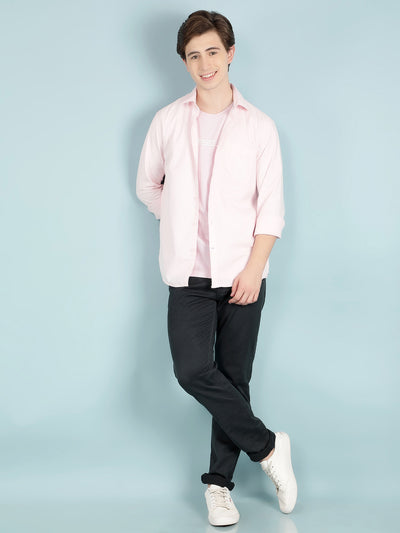 Pink 100% Cotton Shirt-Men Shirts-Crimsoune Club