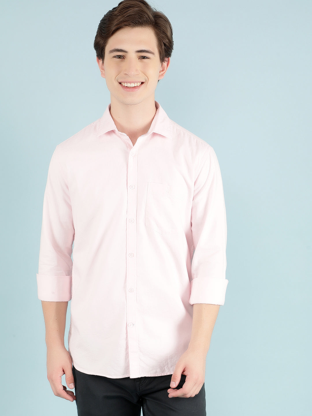 Pink 100% Cotton Shirt-Men Shirts-Crimsoune Club