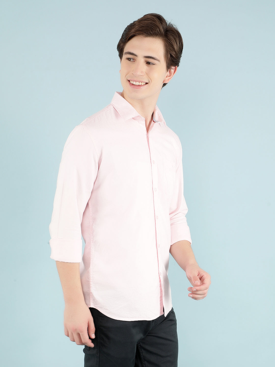 Pink 100% Cotton Shirt-Men Shirts-Crimsoune Club