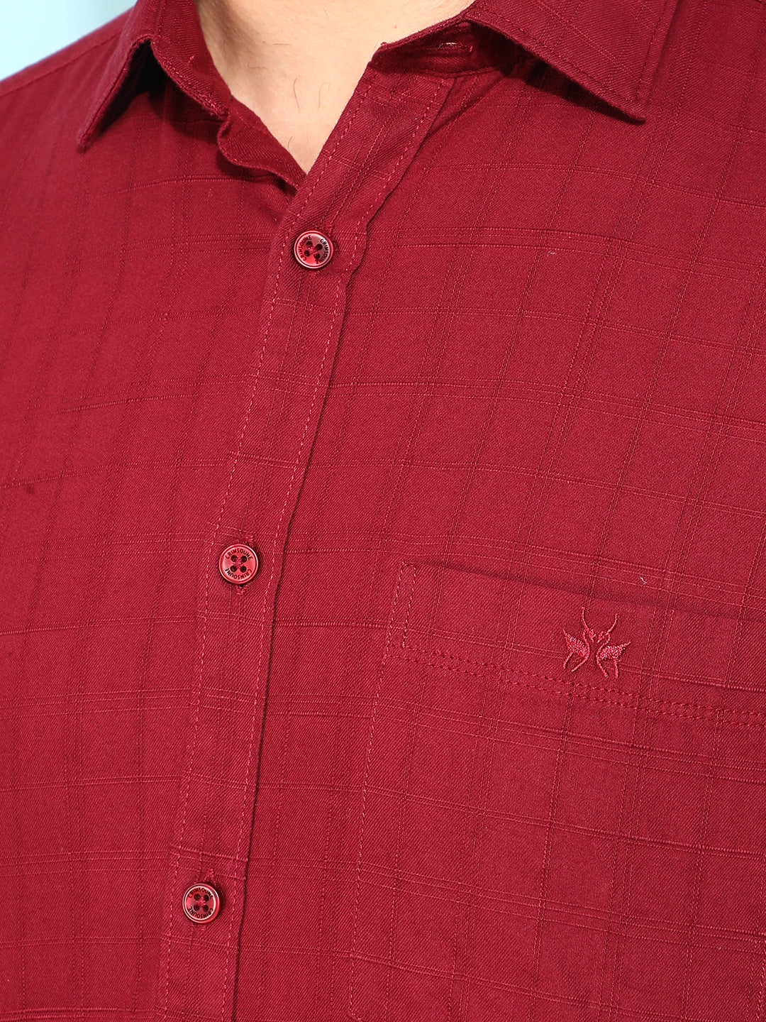 Maroon 100% Cotton Checked Shirt-Men Shirts-Crimsoune Club