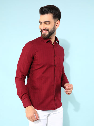 Maroon 100% Cotton Checked Shirt-Men Shirts-Crimsoune Club