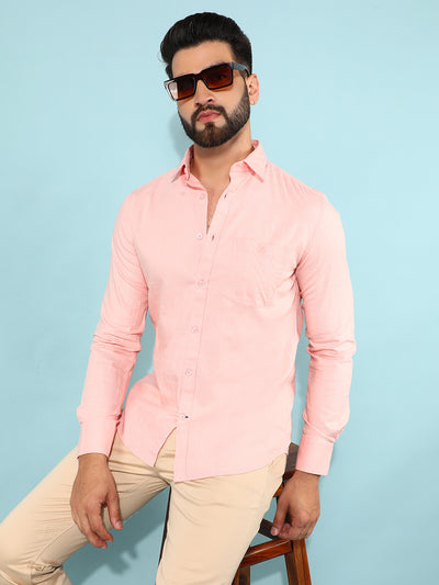 Pink 100% Cotton Checked Shirt-Men Shirts-Crimsoune Club