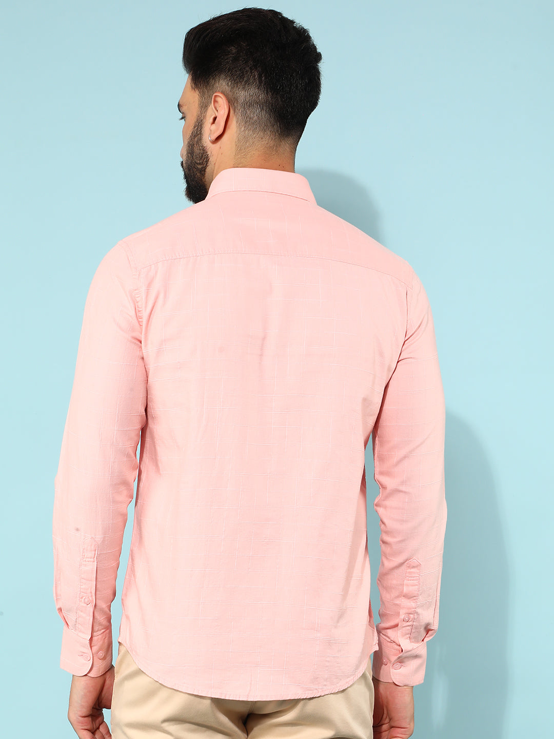 Pink 100% Cotton Checked Shirt-Men Shirts-Crimsoune Club