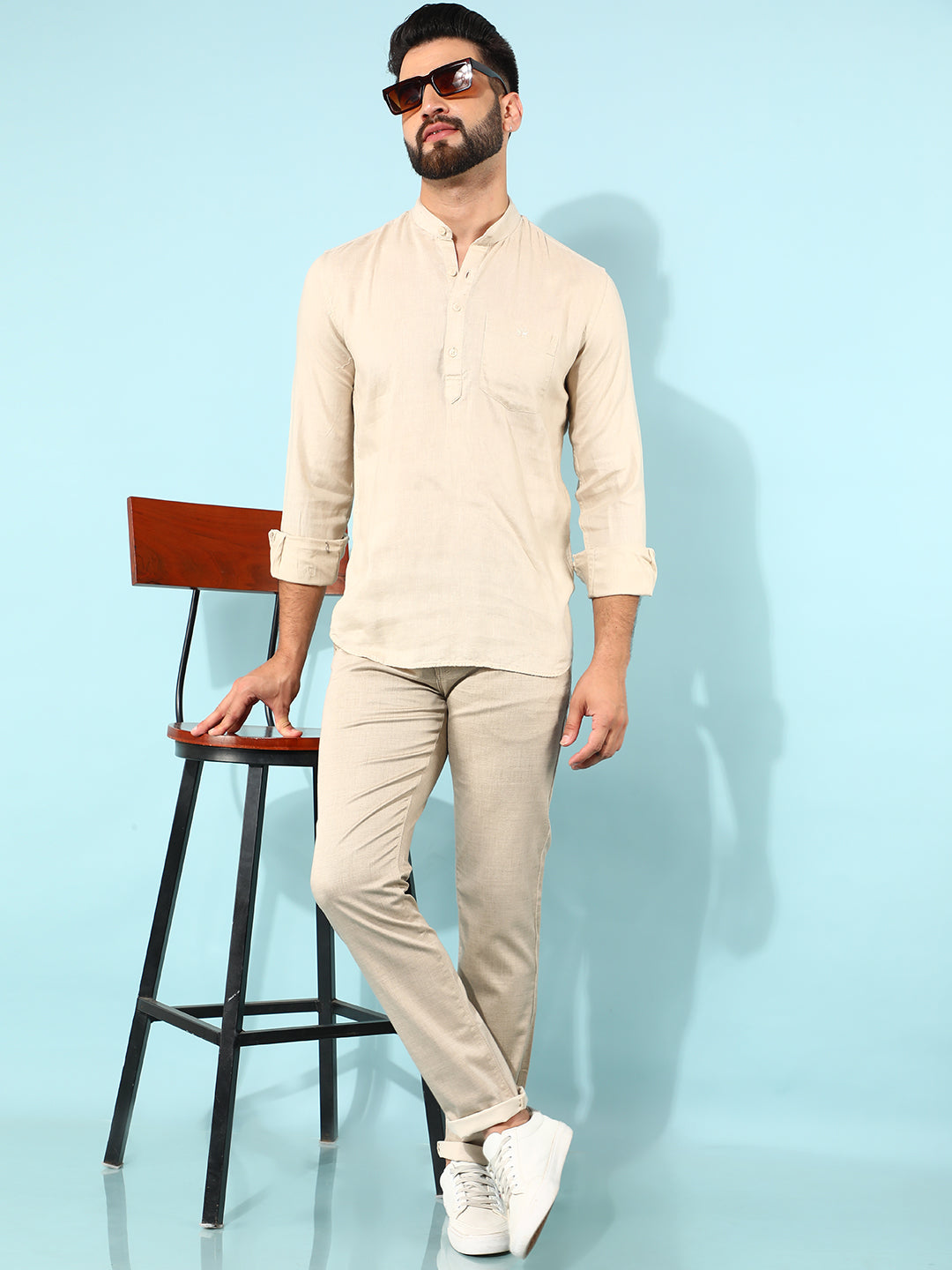 Beige Linen Shirt-Men Shirts-Crimsoune Club