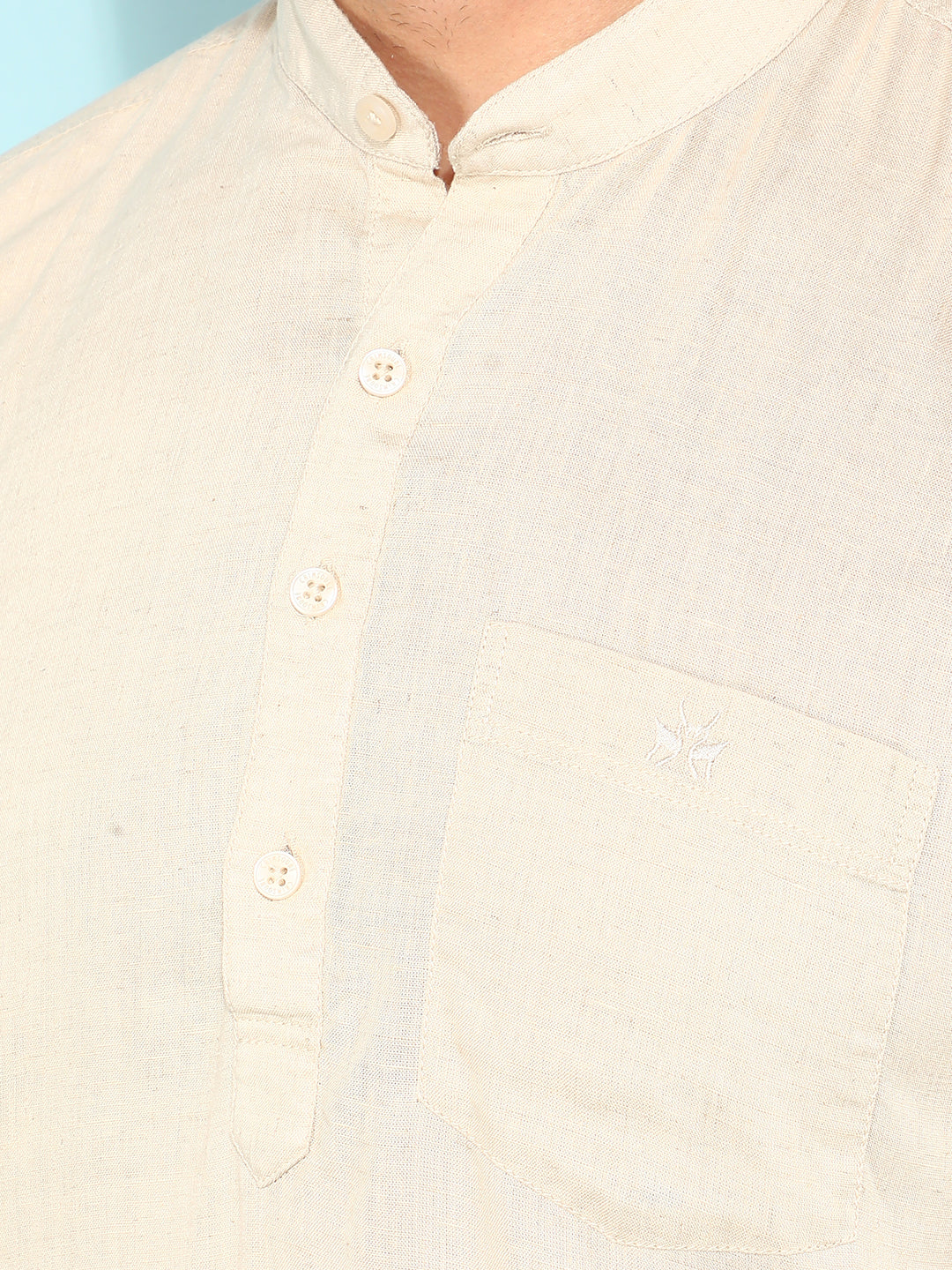 Beige Linen Shirt-Men Shirts-Crimsoune Club