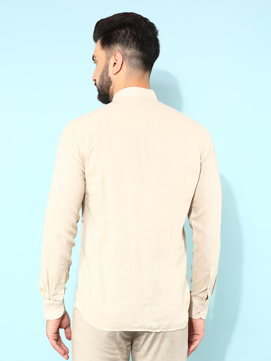 Beige Linen Shirt-Men Shirts-Crimsoune Club