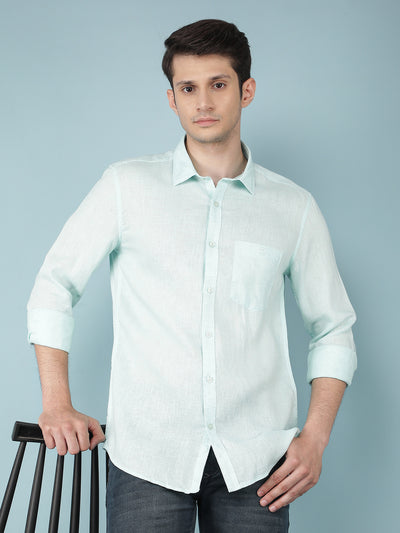 Blue Linen Shirt-Men Shirts-Crimsoune Club