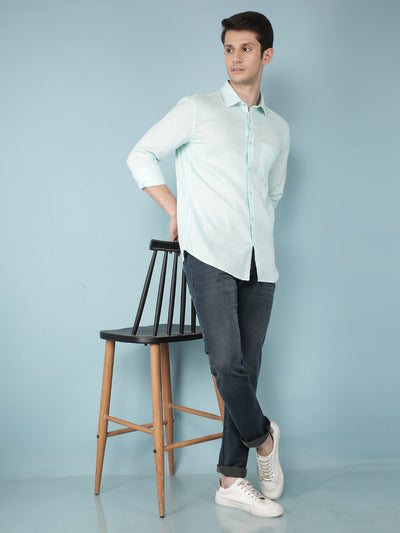 Blue Linen Shirt-Men Shirts-Crimsoune Club