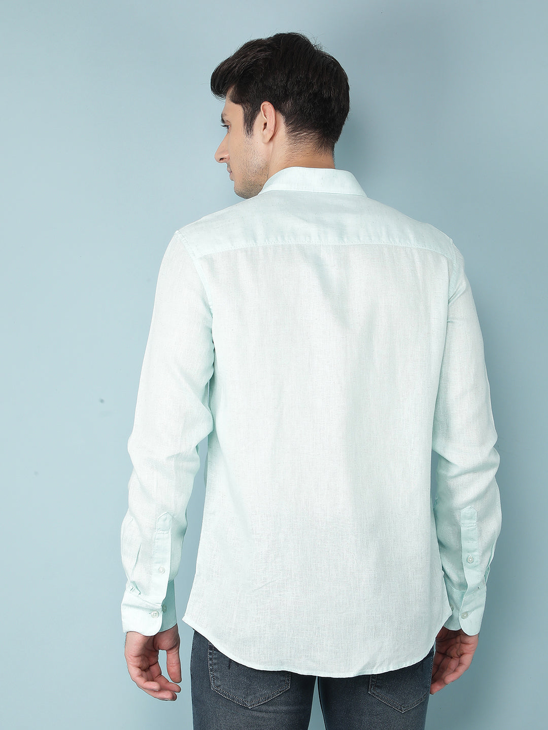 Blue Linen Shirt-Men Shirts-Crimsoune Club