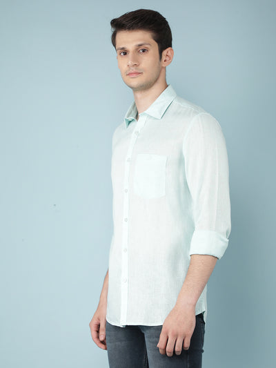 Blue Linen Shirt-Men Shirts-Crimsoune Club