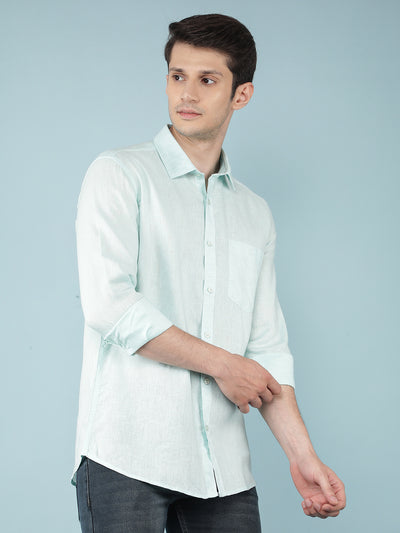 Blue Linen Shirt-Men Shirts-Crimsoune Club