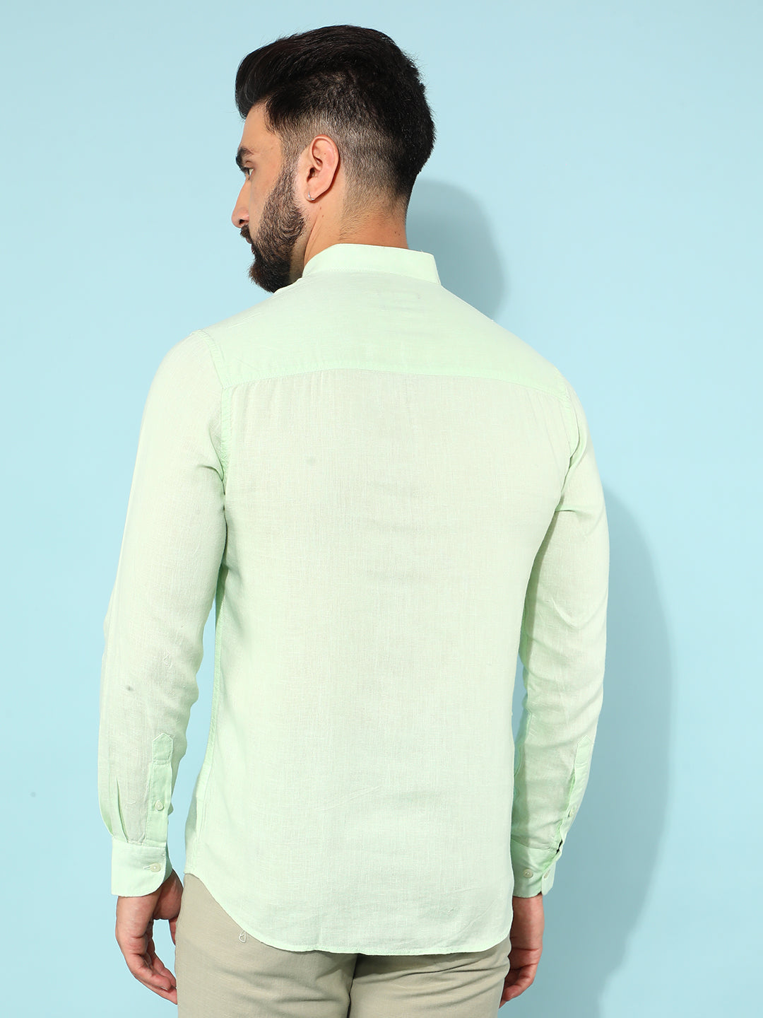 Green Linen Shirt-Men Shirts-Crimsoune Club