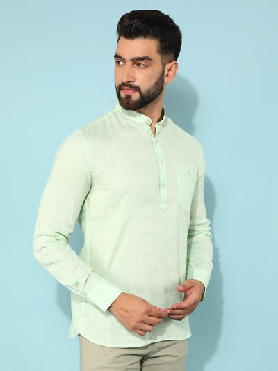 Green Linen Shirt-Men Shirts-Crimsoune Club