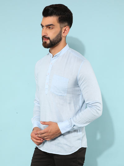 Blue Linen Shirt-Men Shirts-Crimsoune Club