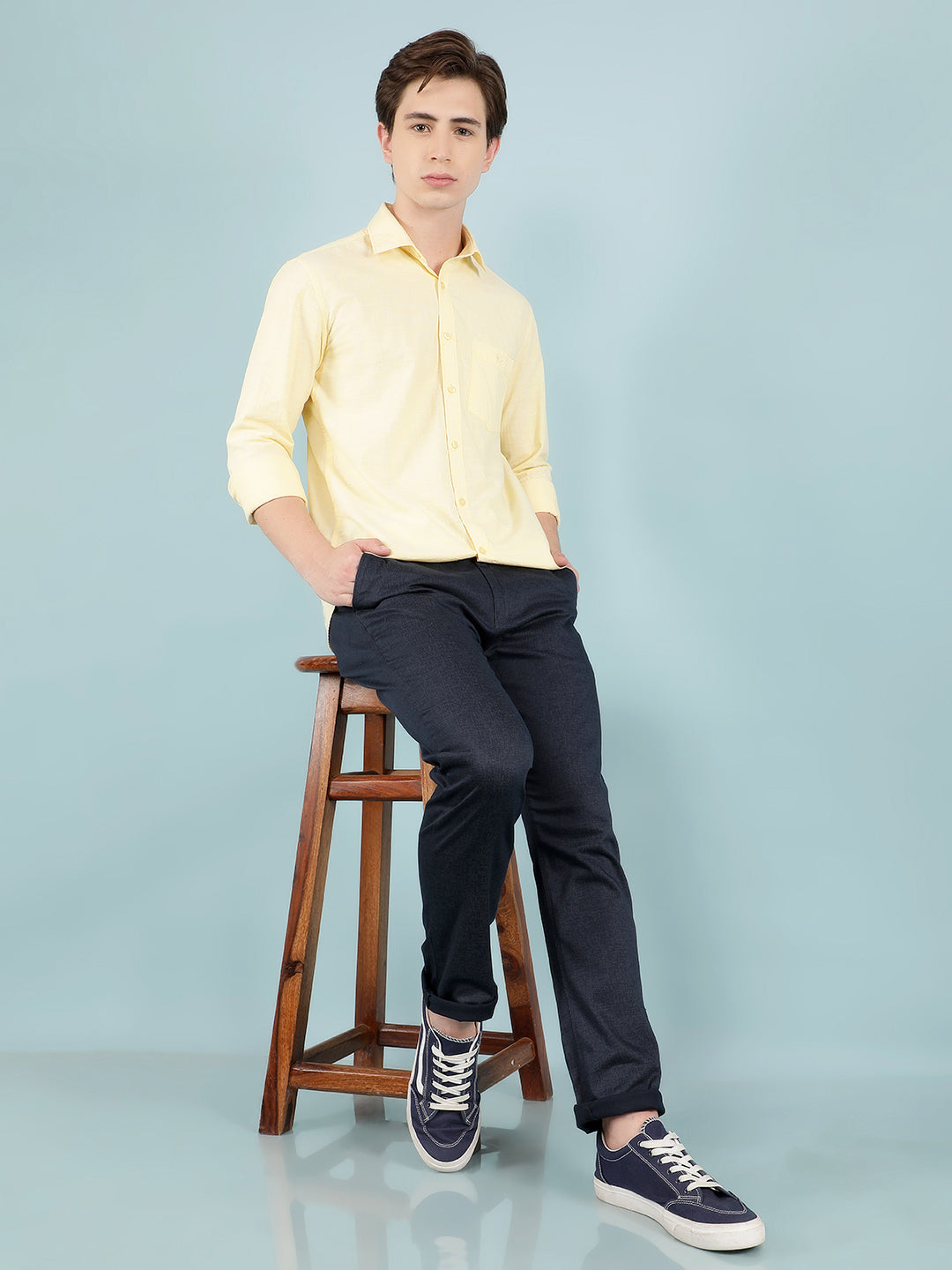 Yellow 100% Cotton Shirt-Men Shirts-Crimsoune Club