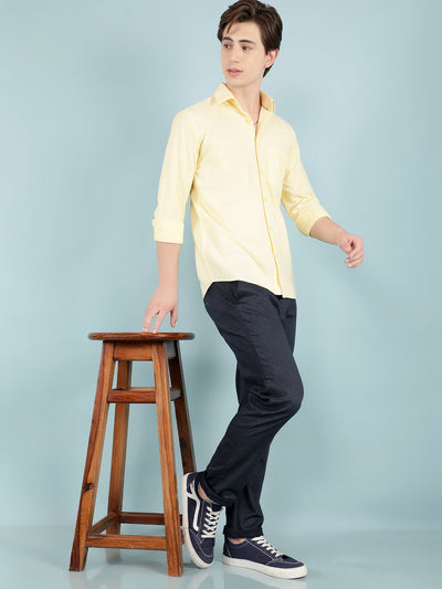 Yellow 100% Cotton Shirt-Men Shirts-Crimsoune Club