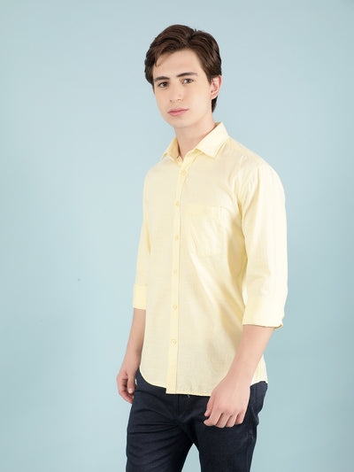 Yellow 100% Cotton Shirt-Men Shirts-Crimsoune Club