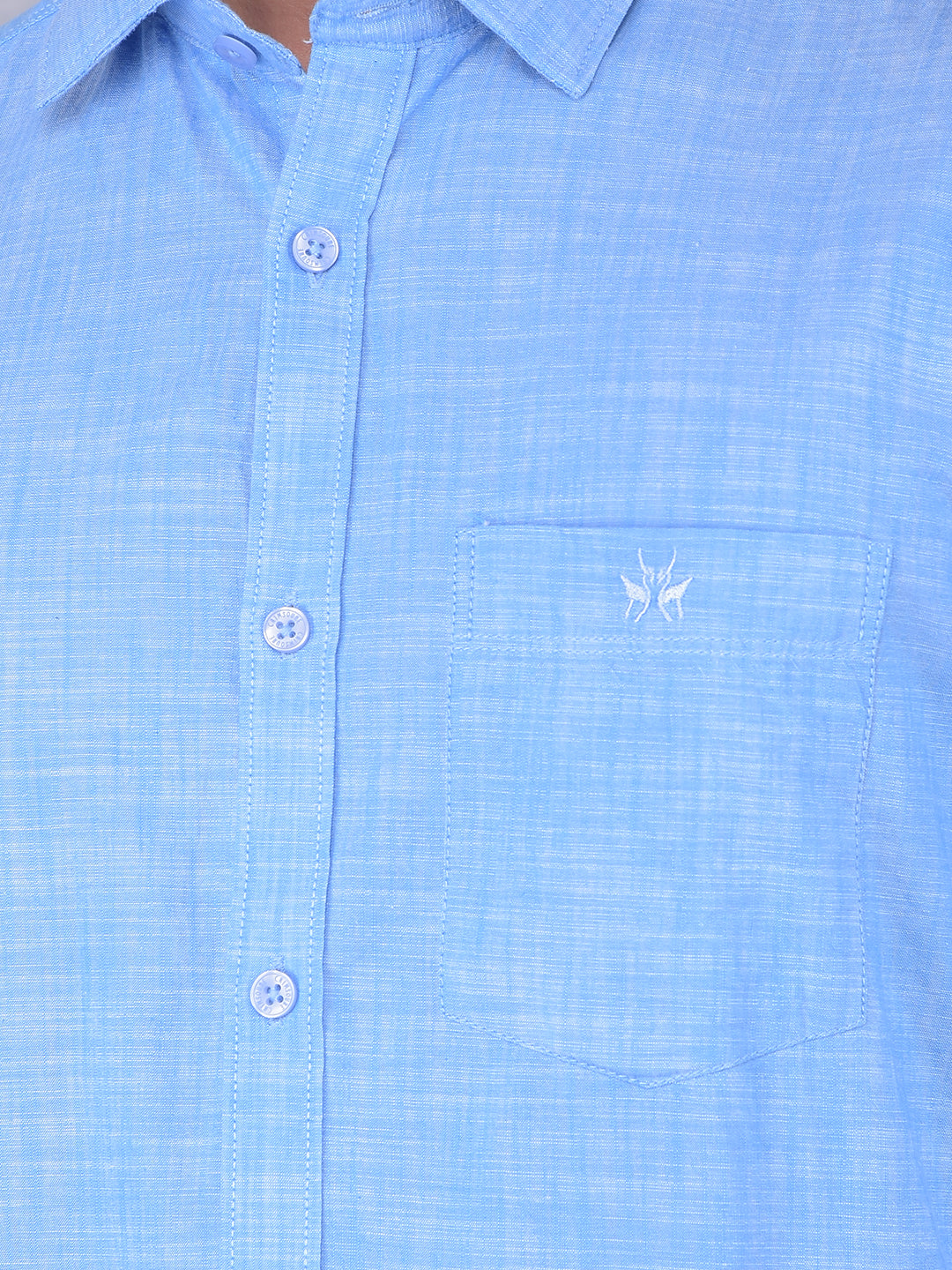 Blue 100% Cotton Shirt-Men Shirts-Crimsoune Club