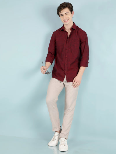 Maroon 100% Cotton Shirt-Men Shirts-Crimsoune Club