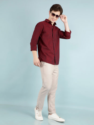 Maroon 100% Cotton Shirt-Men Shirts-Crimsoune Club