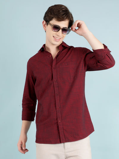 Maroon 100% Cotton Shirt-Men Shirts-Crimsoune Club