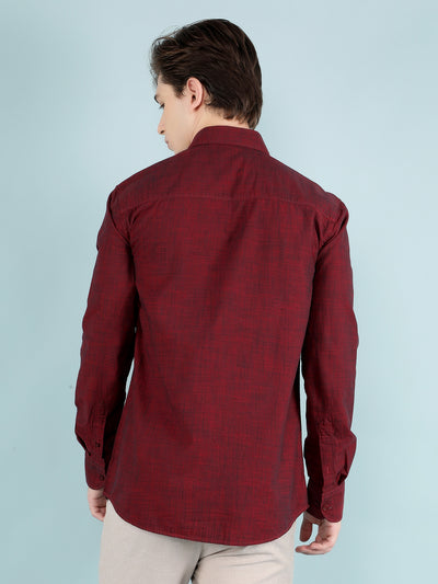 Maroon 100% Cotton Shirt-Men Shirts-Crimsoune Club