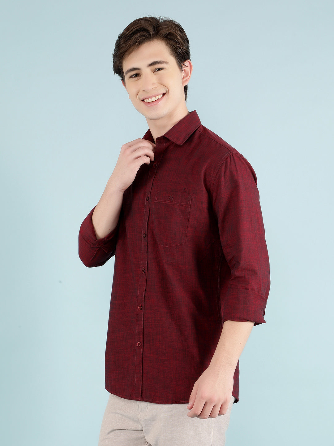 Maroon 100% Cotton Shirt-Men Shirts-Crimsoune Club