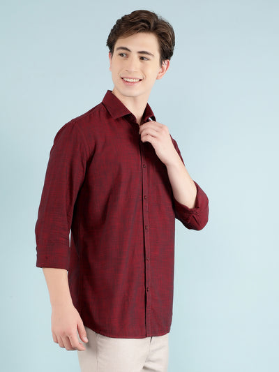 Maroon 100% Cotton Shirt-Men Shirts-Crimsoune Club