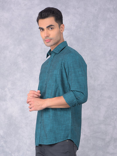 Green 100% Cotton Shirt-Men Shirts-Crimsoune Club