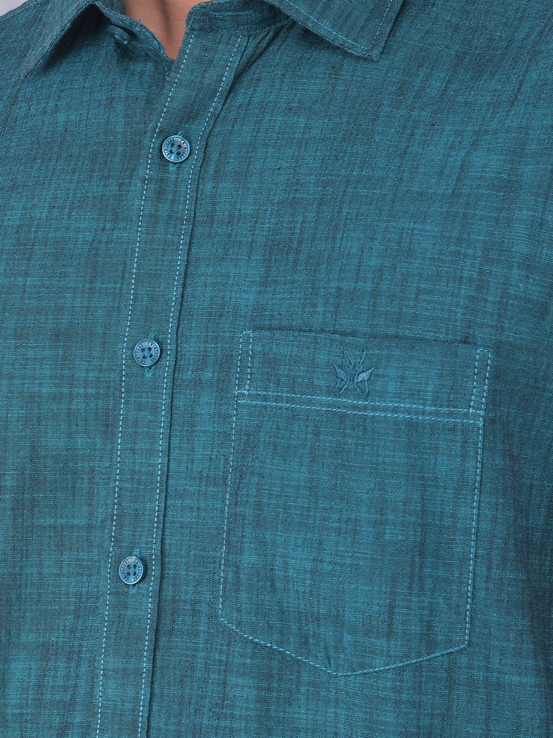 Green 100% Cotton Shirt-Men Shirts-Crimsoune Club