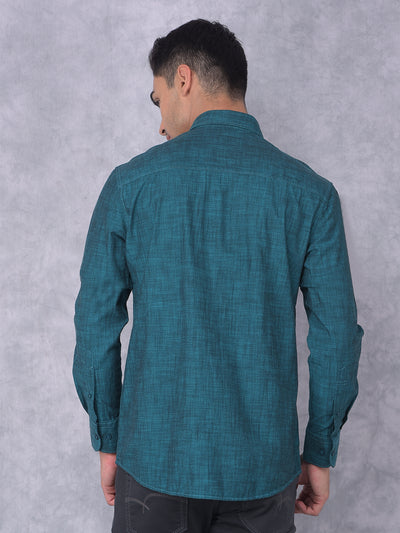 Green 100% Cotton Shirt-Men Shirts-Crimsoune Club