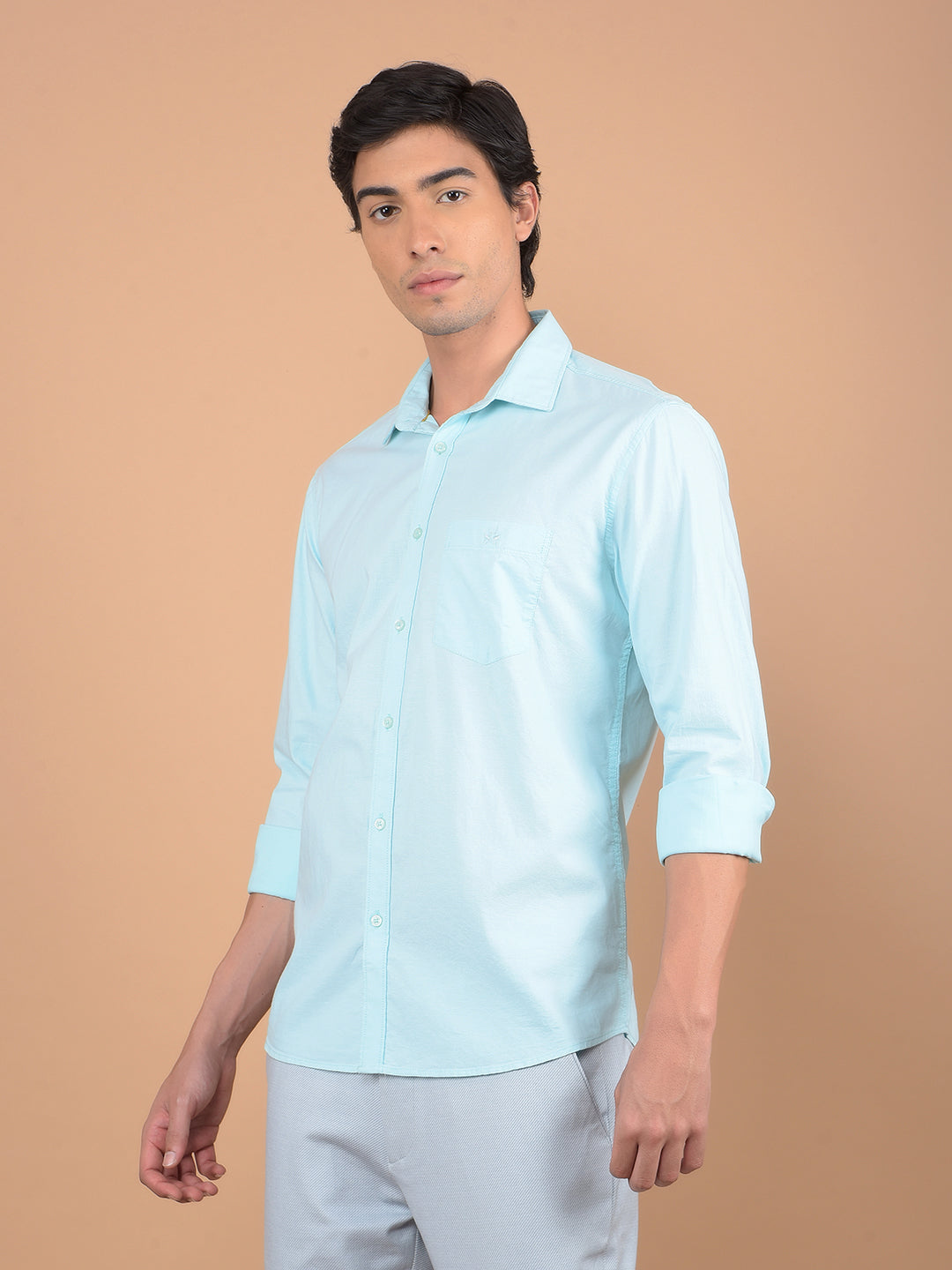 Blue 100% Cotton Shirt-Men Shirts-Crimsoune Club