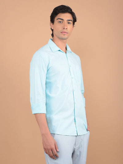 Blue 100% Cotton Shirt-Men Shirts-Crimsoune Club