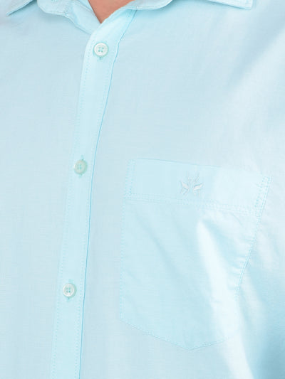 Blue 100% Cotton Shirt-Men Shirts-Crimsoune Club