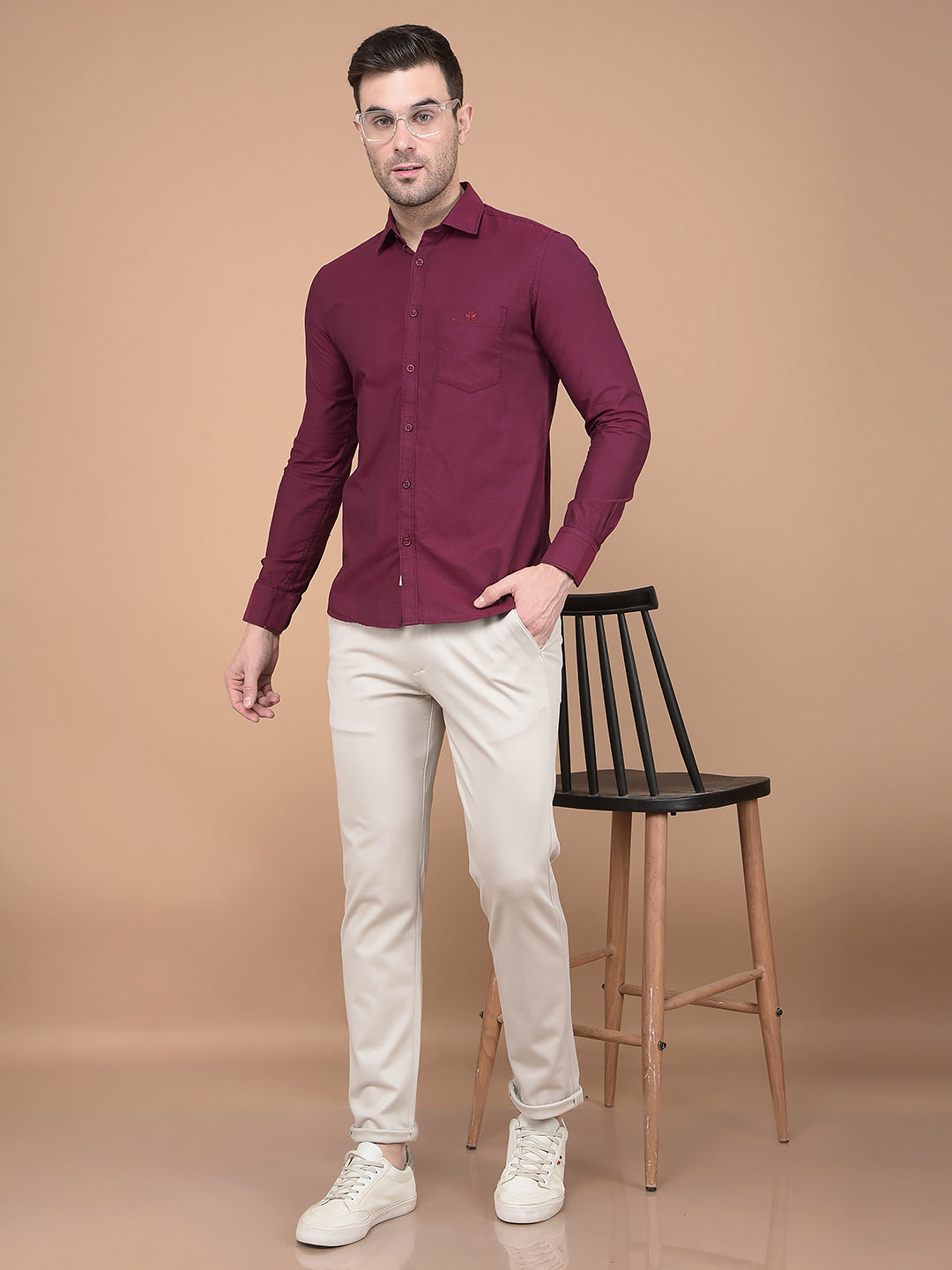 Maroon 100% Cotton Shirt