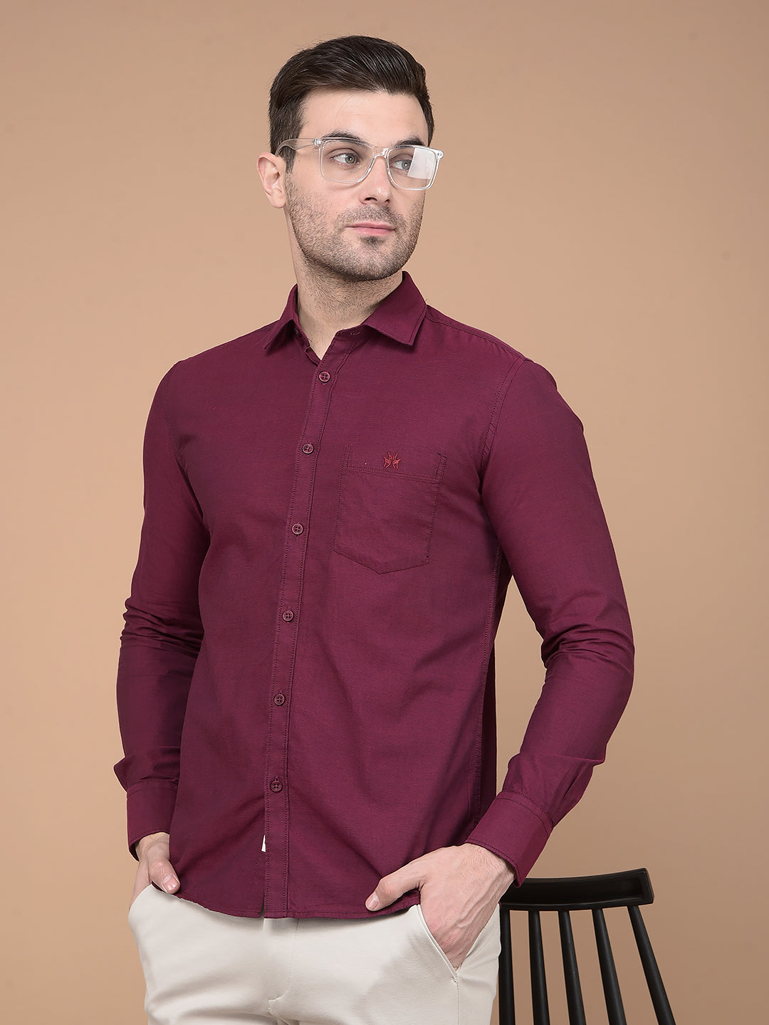 Maroon 100% Cotton Shirt