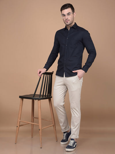 Navy Blue Linen Shirt