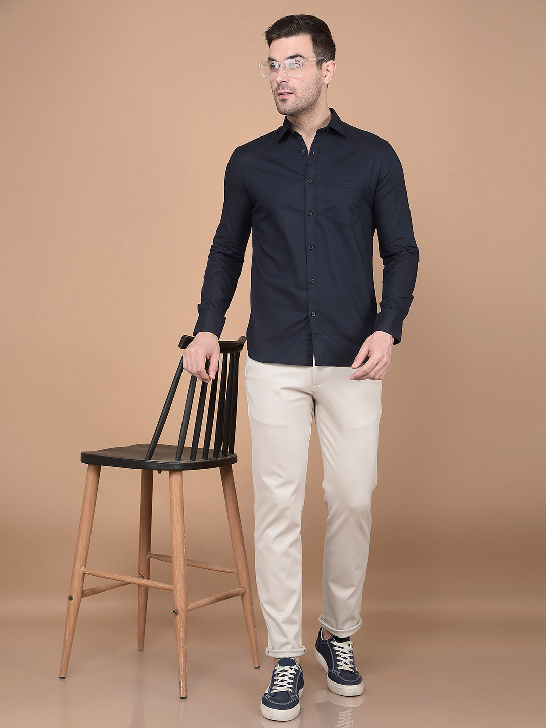 Navy Blue Linen Shirt