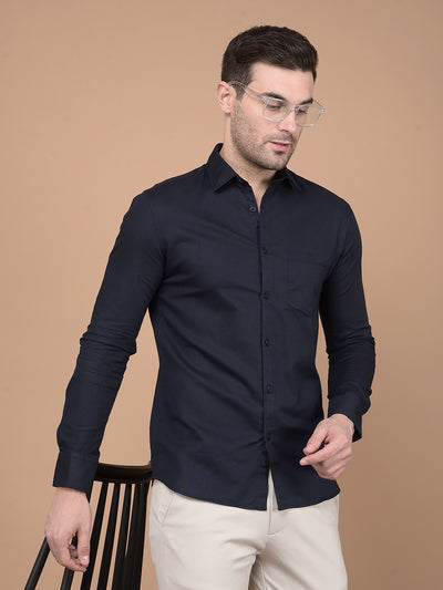 Navy Blue Linen Shirt