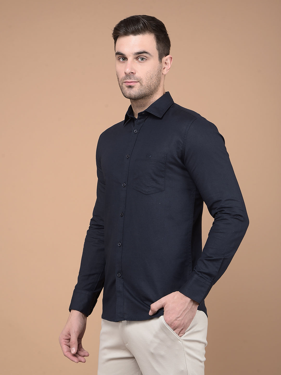 Navy Blue Linen Shirt