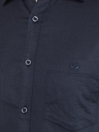 Navy Blue Linen Shirt