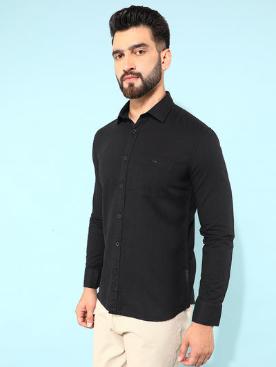 Black Linen Shirt-Men Shirts-Crimsoune Club