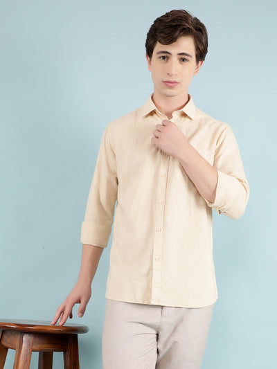 Beige Linen Shirt-Men Shirts-Crimsoune Club