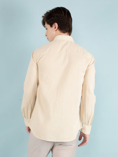 Beige Linen Shirt-Men Shirts-Crimsoune Club