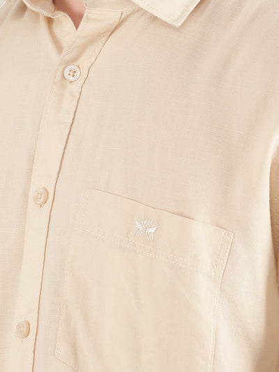 Beige Linen Shirt-Men Shirts-Crimsoune Club