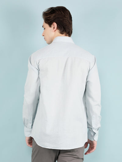 Blue Linen Shirt-Men Shirts-Crimsoune Club