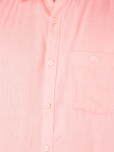 Peach Linen Shirt-Men Shirts-Crimsoune Club