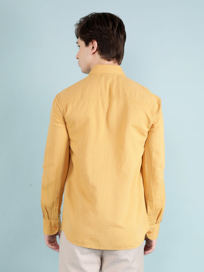 Mustard Linen Shirt-Men Shirts-Crimsoune Club